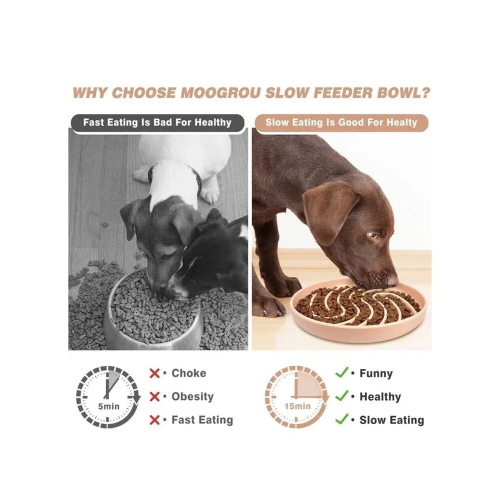 Silicone Slow Feeding Dog Bowl Slows Down Eating with Strong Suction Cups. NEW!!